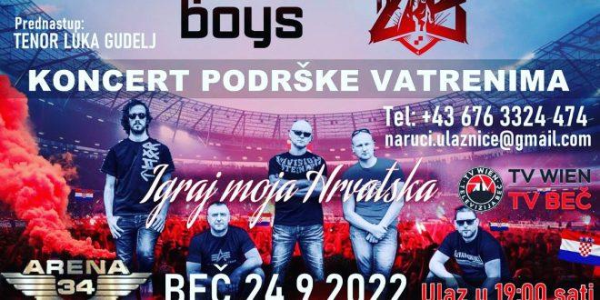 DAN UOČI UTAKMICE S AUSTRIJOM: “Igraj moja Hrvatska”, koncert podrške “Zaprešić boysa” i iseljenih Hrvata Vatrenima u Beču