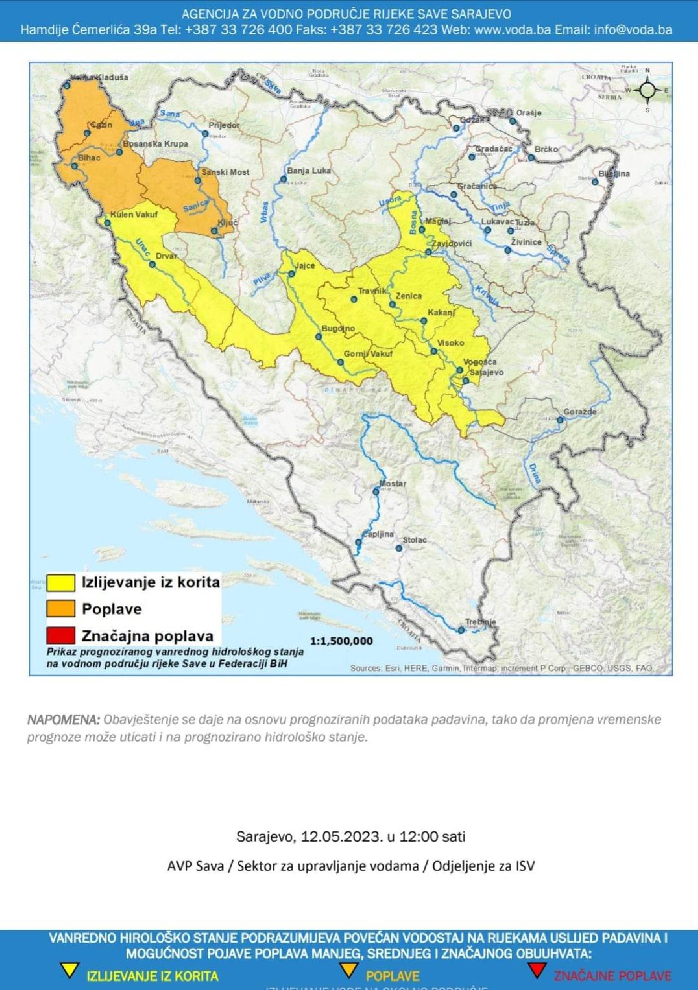 Više desetaka objekata pod vodom u zapadnoj Bosni, hitne službe nemoćne