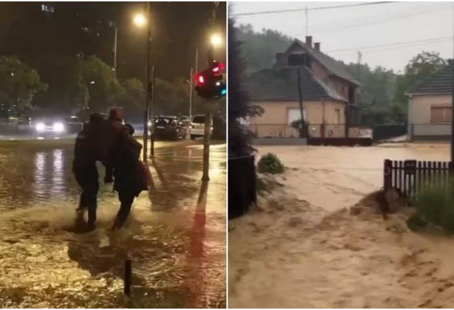 SRBIJA POTPUNO PARALIZIRANA! Epske kiše i poplave pogodile Novi Sad, ceste se pretvorile u rijeke: Jedan vozač riskirao glavu zbog auta